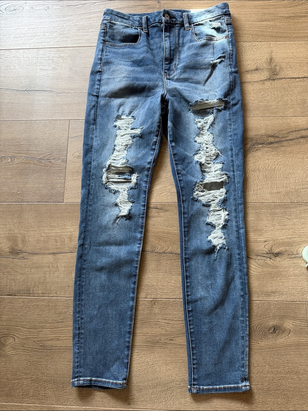 American Eagle Outfitters Distressed Skinny Jeans - Blue